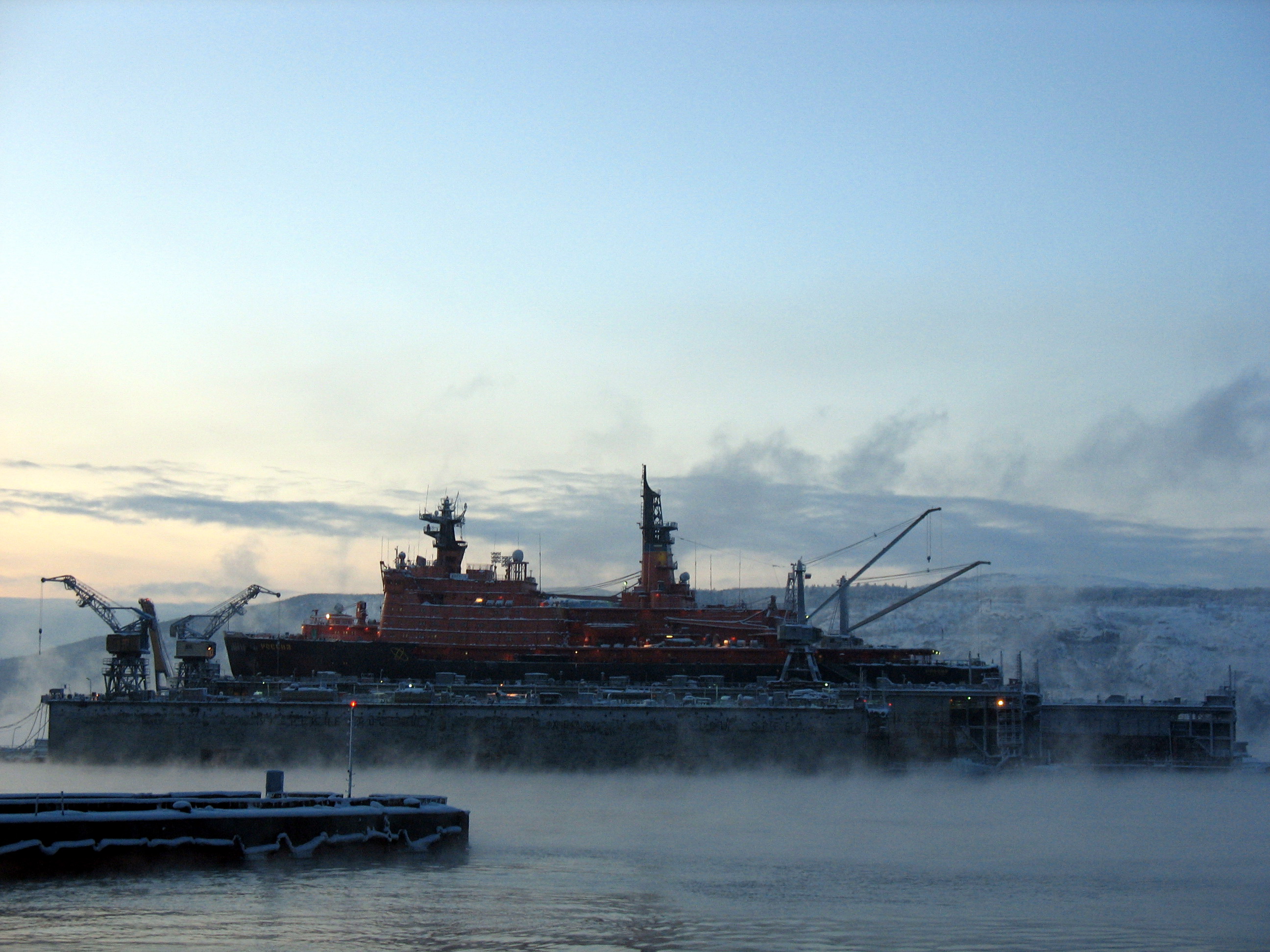 The first Rossiya (1985) in a floating dock